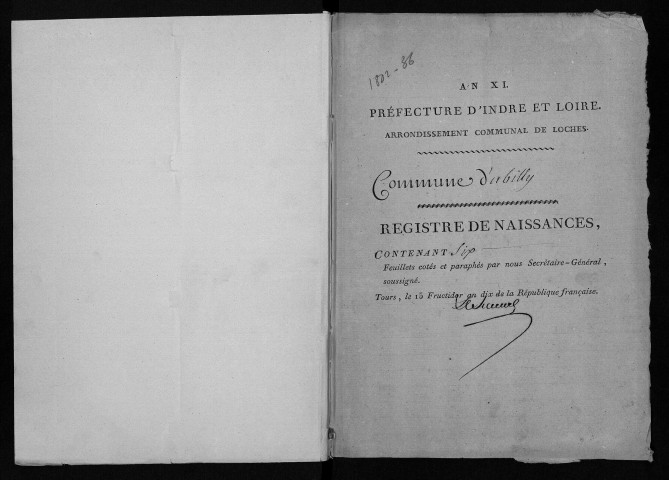 Naissances, mariages, décès, an XI-1836 - L'année 1812 est lacunaire, aucun acte n'est enregistré pour l'année 1815, la première page contient l'information "Néant".