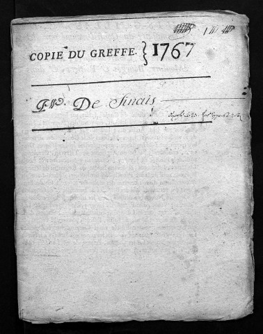 Collection du greffe. Baptêmes, mariages, sépultures, 1767