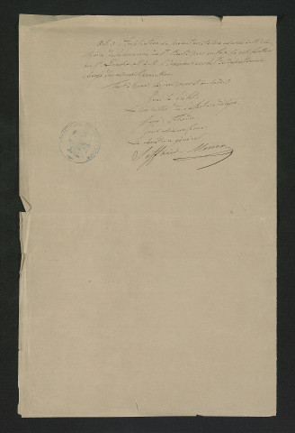Travaux réglementaires. Mise en demeure d'exécution (19 novembre 1869)