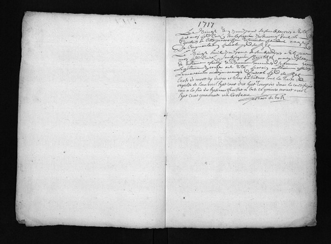 Collection du greffe. Baptêmes, mariages, sépultures, 1717