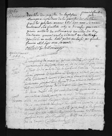 Collection du greffe. Baptêmes, mariages, sépultures, 1760-janvier 1761