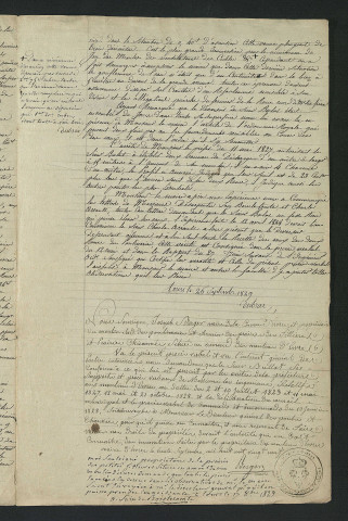 Procès-verbal de visite en réponse au refus de travaux de la roue à grande mouture (23 septembre 1829)