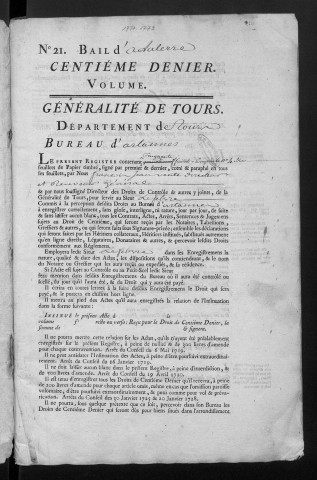 Centième denier et insinuations suivant le tarif (4 mai 1771-11 mars 1773)