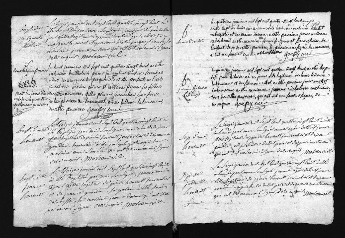 Collection du greffe. Baptêmes, mariages, sépultures, 1788