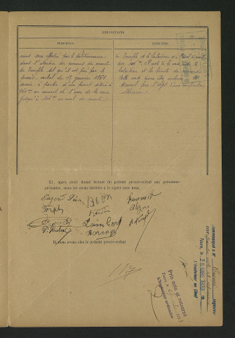 Vérification des travaux exécutés (2 mars 1933)