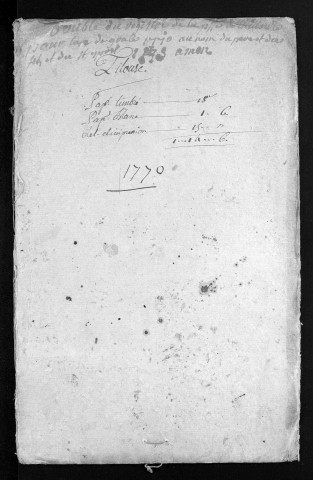 Collection du greffe. Baptêmes, mariages, sépultures, 1770