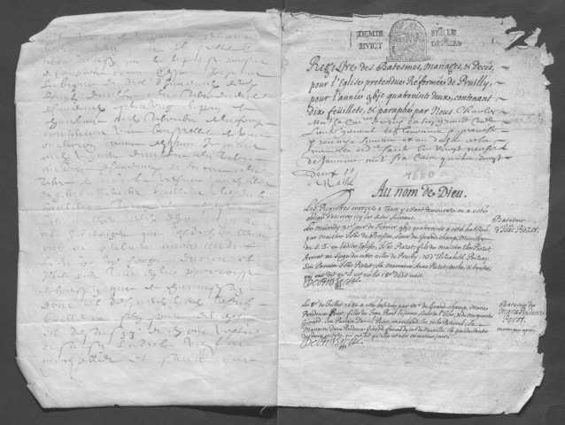 Collection communale. Église réformée. Baptêmes, mariages, sépultures, 1680-1683