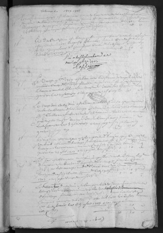 Centième denier (9 novembre 1707-10 mai 1715) et insinuations suivant le tarif (21 octobre 1707-16 juin 1715)