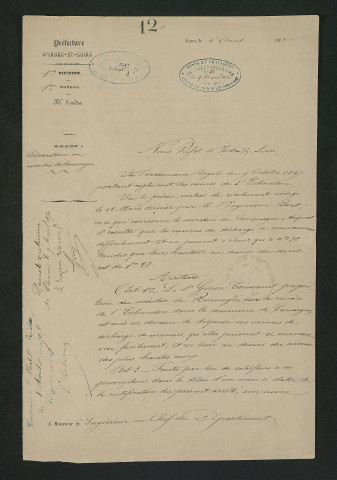 Arrêté ordonnant de faire des travaux sur les vannes de décharge afin qu'elles puissent se manœuvrer plus facilement (6 avril 1870)