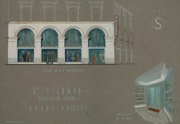 Fonds de l'architecte Labadie. Avant projet pour la façade du magasin Sigrand (cote AD37 : 37J1266)