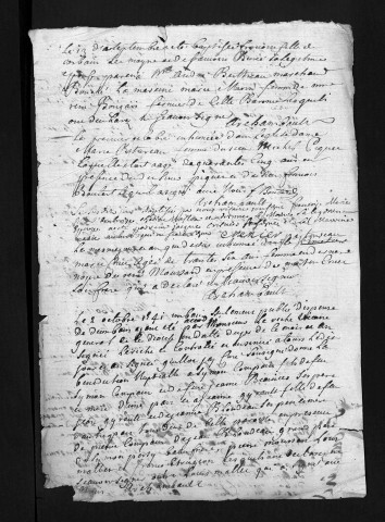 Collection du greffe. Baptêmes, mariages, sépultures, septembre-décembre 1741