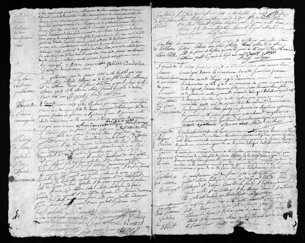 Collection du greffe. Baptêmes, mariages, sépultures, 1758