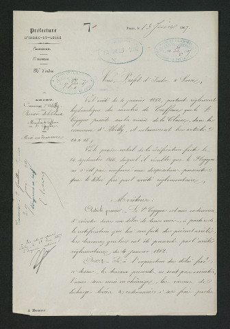 Arrêté préfectoral de mise en demeure d'exécution de travaux prescrits par le règlement d'eau du 4 janvier 1862 (13 juin 1867)
