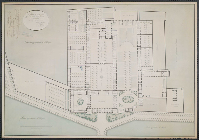 Plan de l'Hospice général de Tours tel qu'il existe actuellement, par Guérin.