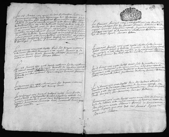 Baptêmes, mariages, sépultures, 1707