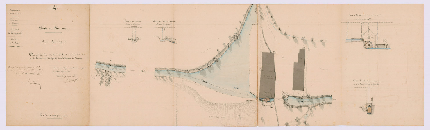 Plan général du moulin de Saint-Senoch et de ses abords (5 mai 1860)