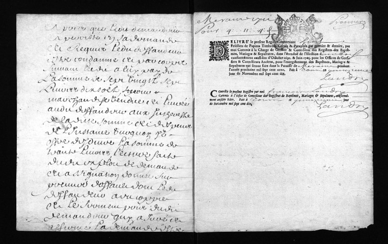 Collection du greffe. Baptêmes, mariages, sépultures, 1711 - L'année 1710 est lacunaire dans cette collection