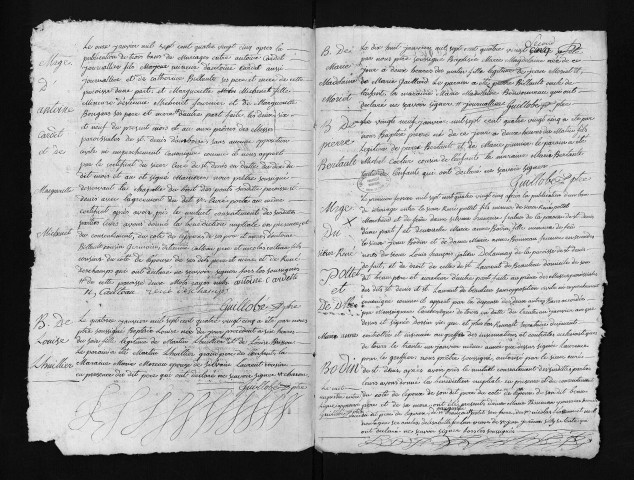 Collection du greffe. Baptêmes, mariages, sépultures, 6 janvier-1er décembre 1785