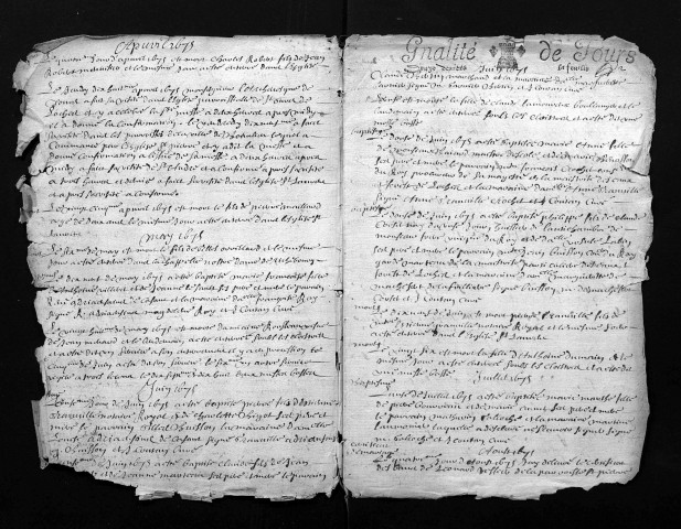Collection du greffe. Baptêmes, mariages, sépultures, 1675 - Les années 1669-1674 sont lacunaires dans cette collection