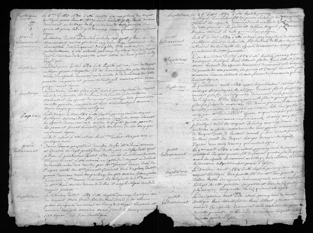 Collection du greffe. Baptêmes, mariages, sépultures, 1682 - Pour les années 1676-1681 voir 6NUM7/176/001