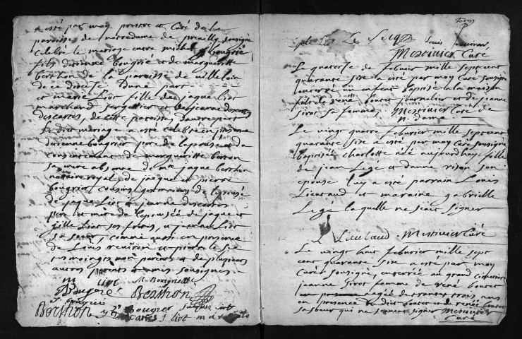 Baptêmes, mariages, sépultures, 1746 - Très lacunaire, le registre de la collection communale sera numérisé ultérieurement