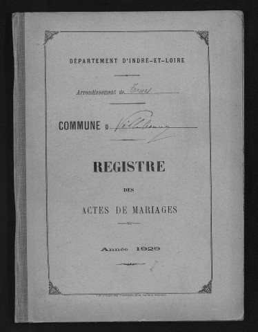 Mariages, 1929