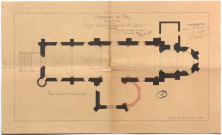 Église : 6 plans d'agrandissement (1877), 1 plan du perron [1877], 2 plans d'un projet d'agrandissement (1886), 7 plans d'agrandissement (1886-1887).