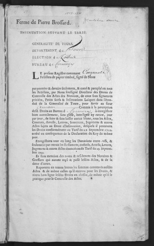 Centième denier et insinuations suivant le tarif (18 juillet 1729-31 mars 1731)