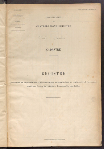 Matrice des propriétés foncières, fol. 1086 à 1189 ; table alphabétique des propriétaires.