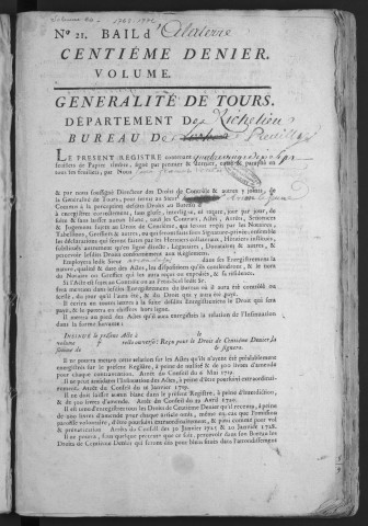Centième denier et insinuations suivant le tarif (18 octobre 1769-24 avril 1772)