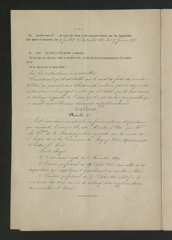 Arrêté préfectoral valant règlement d'eau (17 février 1876)