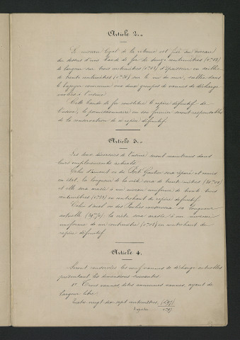 Arrêté préfectoral valant règlement d'eau (17 février 1876)