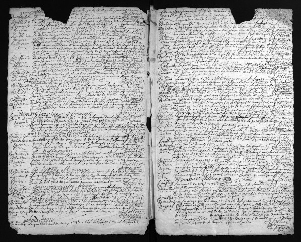 Collection du greffe. Baptêmes, mariages, sépultures, 1737