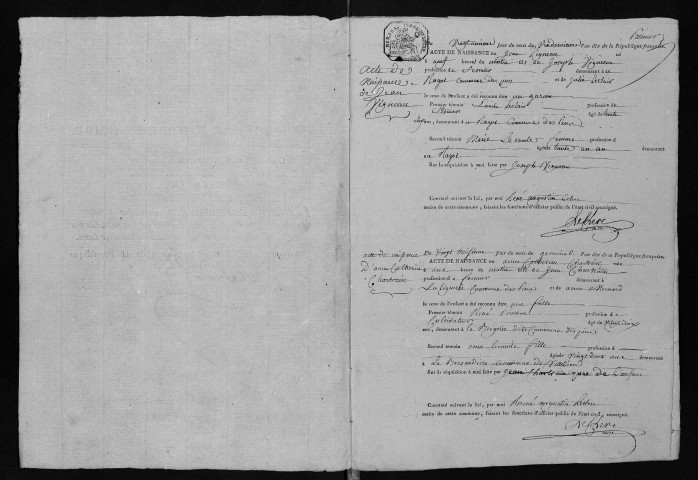 Les Pins. Naissances, mariages, décès, an X -1822 (date de rattachement à la commune d'Épeigné-sur-Dême).