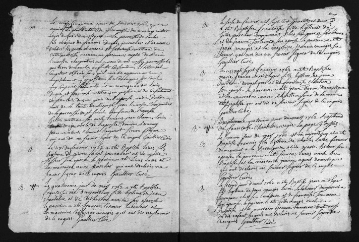 Baptêmes, mariages, sépultures, 1762