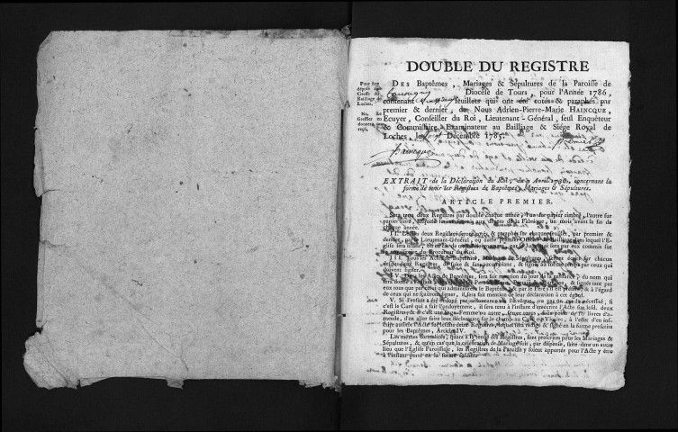 Baptêmes, mariages, sépultures, 1786