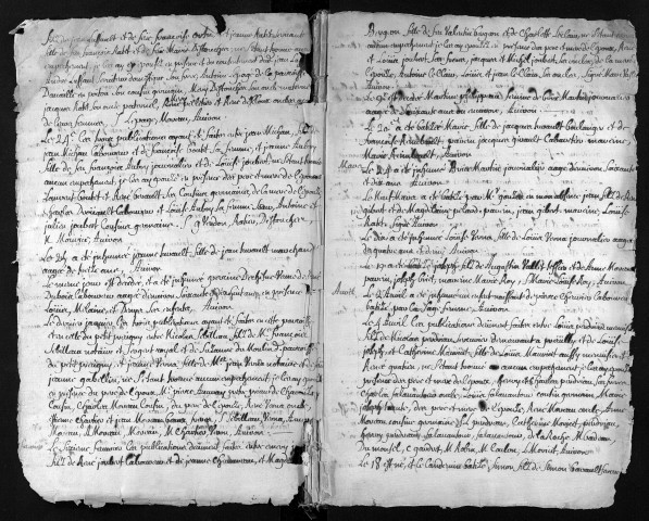 Collection du greffe. Baptêmes, mariages, sépultures, 1690-1716 - Les années 1676-1689 et 1702-1704 sont lacunaires dans cette collection