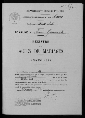Mariages, 1949