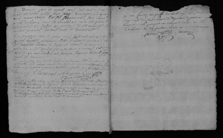 Collection communale. Baptêmes; mariages, sépultures, 1723-1727