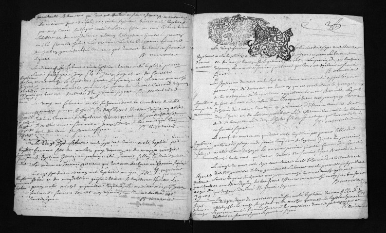 Collection du greffe. Baptêmes, mariages, sépultures, 1713 - Les années 1711-1712 sont lacunaires dans cette collection
