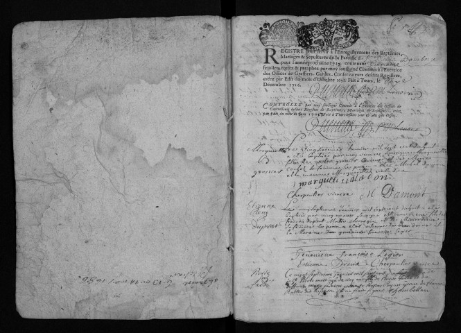 Collection communale. Baptêmes, mariages, sépultures, janvier-novembre 1718