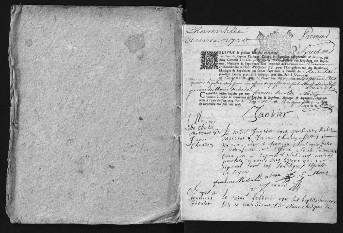 Collection communale. Baptêmes, mariages, sépultures, 1710-1719