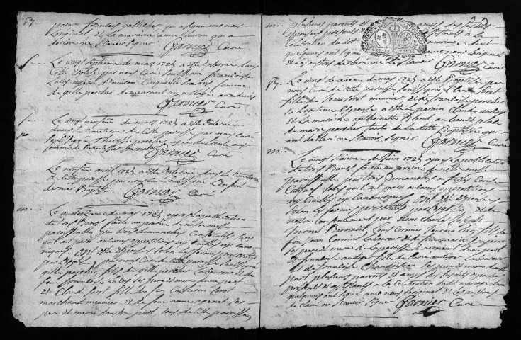 Baptêmes, mariages, sépultures, 1725