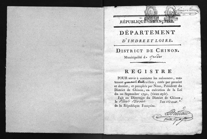 Naissances, mariages, décès, an II - Les actes de 1793 sont lacunaires dans la collection du greffe