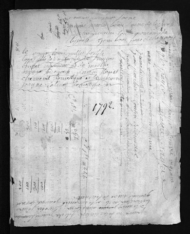 Collection du greffe. Baptêmes, mariages, sépultures, 1792