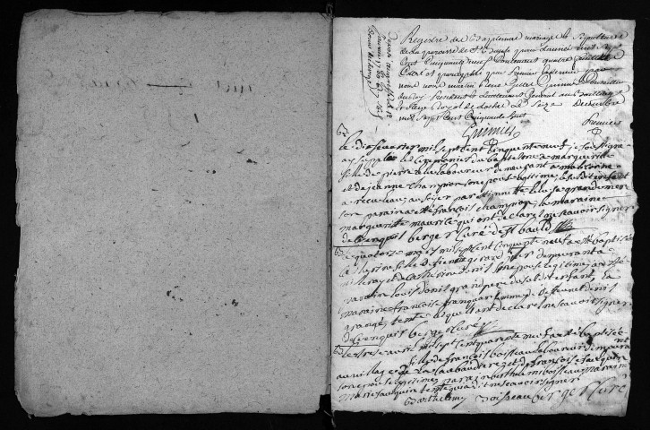 Collection du greffe. Baptêmes, mariages, sépultures, 1759