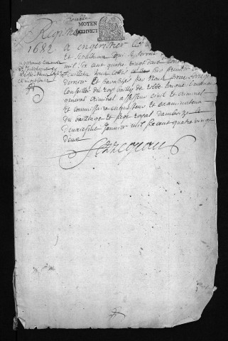 Collection du greffe. Baptêmes, mariages, sépultures, janvier-avril 1682