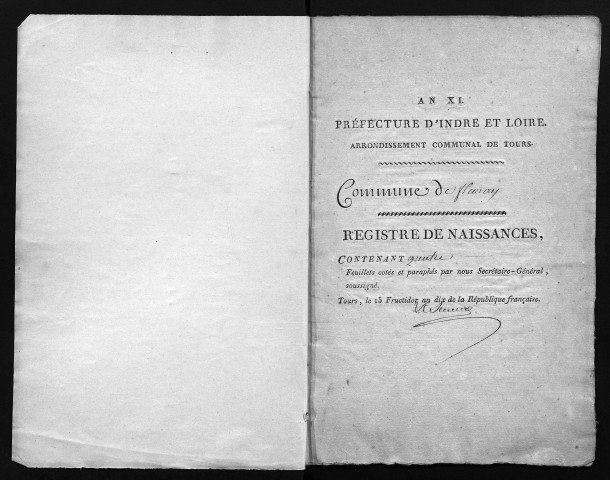 Fleuray. Naissances, mariages, décès, an XI-1822 (date de rattachement à la commune de Cangey).