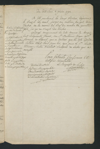 Extrait des procès-verbaux d'adjudication des biens nationaux, commune de Loches (1791-1792)
