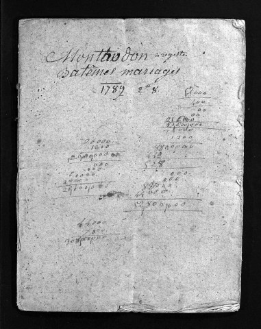 Collection du greffe. Baptêmes, mariages, 1789